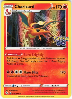 Charizard 010/078 Pokemon Pokemon GO Holo Holo Rare NM - Image 1