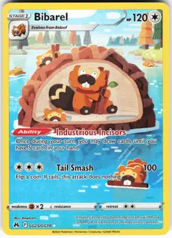 Bibarel GG25/GG70 Pokemon Crown Zenith: Galarian Gallery Holo Ultra Rare NM - Image 1
