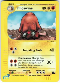 Piloswine (43) 043/144 Pokemon Skyridge Reverse Holo Uncommon MP/LP - Image 1