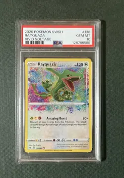 2020 Pokemon SWSH Vivid Voltage #138 Rayquaza Amazing Rare PSA 10 Gem Mint - Image 1