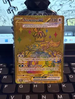 Pokemon TCG Terapagos EX Prismatic Evolutions Holo Hyper Rare Gold Card 180/131 - Image 1