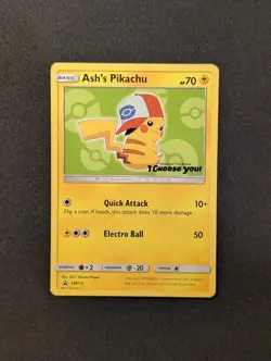 Ash's Pikachu SM112 Non Holo SM Promos Pokemon Card - NM - Image 1