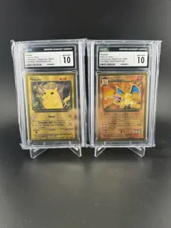 2021 Charizard 4 & Pikachu 58 Gold Metal Celebrations Classic GEM MINT CGC 10 - Image 1