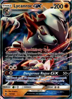 Lycanroc GX 74/145 Holo Ultra Rare Guardians Rising Pokemon Near Mint - Image 1