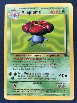 Vintage Pokemon TCG Vileplume Jungle 31/64 Non-Holo Unlimited Rare LP - Image 1