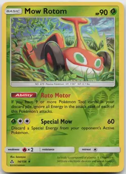 Mow Rotom 14/156 Rare Ultra Prism Pokemon Reverse Holo Near Mint - Image 1