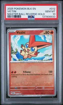 Pokemon TCG Victini Black Bolt Masterball Reverse Holo 012/086 PSA 10 - Image 1
