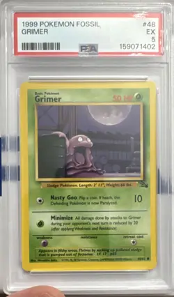 Pokemon TCG Grimer 48/62 Fossil Unlimited Regular EN PSA 5 1999 - Image 1