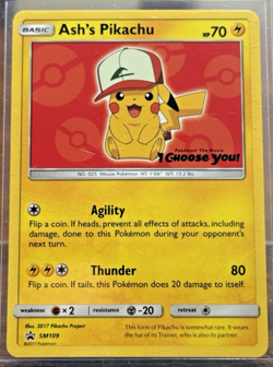 Pokemon TCG Ash's Pikachu SM109 Sun & Moon Black Star Promo Holo English 2017 - Image 1