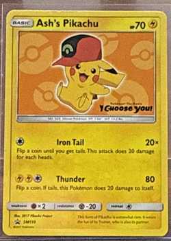 Ash's Pikachu SM110 Sun & Moon Black Star Promo Pokemon TCG - Image 1