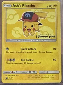 Ash's Pikachu SM111 Sun & Moon Black Star Promo Pokemon TCG - Image 1
