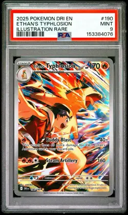 2025 POKEMON DRI EN-DESTINED RIVALS ILLUSTRATION RARE ETHAN'S TYPHLOSION PSA 9 - Image 1