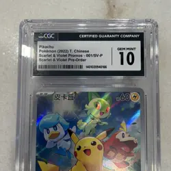 Pikachu 001/SV-P Scarlet & Violet Promo Holo CGC 10 Chinese Pokemon 2022 - Image 4