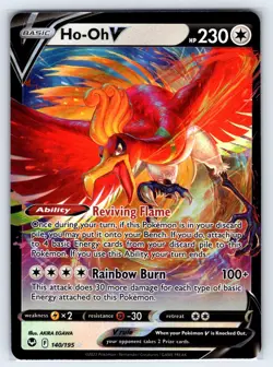 Ho-Oh V 140/195 Silver Tempest V Rare Pokemon Holo Near Mint - Image 1