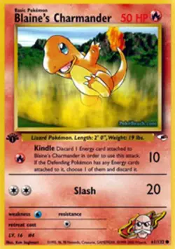 Blaine's Charmander - 61/132 - Common - 1st Edition PL/MP, English Pokemon Gym H - Image 1
