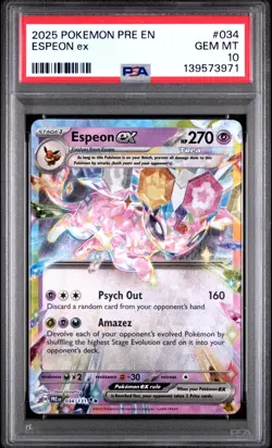 2025 Pokemon Prismatic Evolutions Espeon ex #034/131 PSA 10 - Image 3