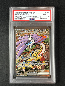 2025 Pokemon Prismatic Evolutions Raging Bolt ex #166 PSA 10 - Image 1