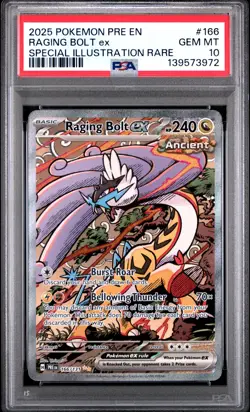2025 Pokemon Prismatic Evolutions Raging Bolt ex #166 PSA 10 - Image 3