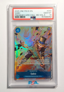 2025 ONE PIECE PREMIUM CARD COLLECTION -BEST SELECTION VOL.4 - #049 SABO PSA 10 - Image 1