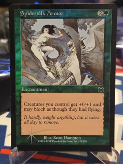 SPIDERSILK ARMOR Magic Gathering MTG Enchantment FOIL 1999 Trading Card 273/350 - Image 1