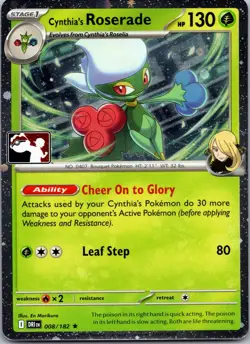 Cynthia's Roserade Holo Rare Prize Pack Series Cards 008/182 NM - Image 1
