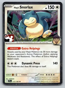 Hop's Snorlax Holo Rare Prize Pack Series Cards 117/159 NM C3 - Image 1