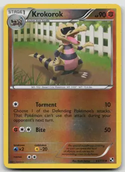 Pokemon Card Krokorok REVERSE HOLO Black and White 64/114 - Image 1