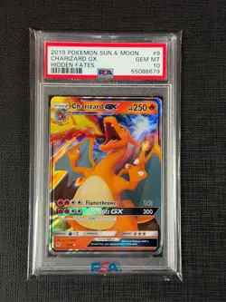 2019 POKEMON SUN & MOON HIDDEN FATES #9 CHARIZARD GX HIDDEN FATES PSA 10 - Image 1