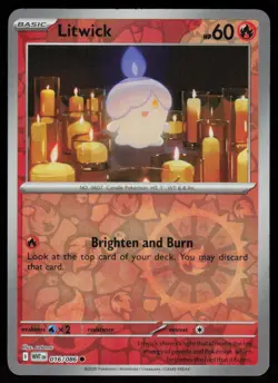 Litwick 016/086 Common White Flare Pokemon Reverse Holo Near Mint - Image 1