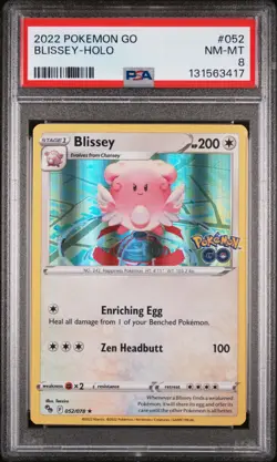 2022 POKEMON GO #052 BLISSEY-HOLO PSA 8 - Image 1
