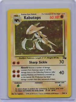 Kabutops 9/62 Rare Fossil Pokemon Unlimited Holo Moderately Played - Image 1