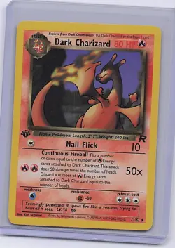 Dark Charizard 21/82 Rare Team Rocket Pokemon 1st Edition Moderately Played - Image 1