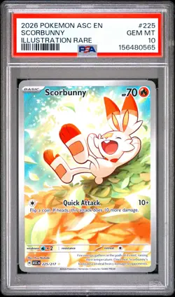 2026 POKEMON ASC EN-ASCENDED HEROES ILLUSTRATION RARE #225 SCORBUNNY PSA 10 - Image 1