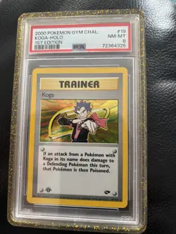 Pokemon 2000 Gym Challenge Koga 19/132 Holo 1st Edition PSA 8 Graded - Image 1