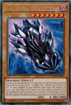 FLOD-EN087 F.A. DARK DRAGSTER RARE 1ST EDITION YuGiOh CARD - Image 1
