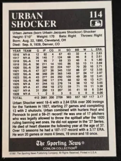 Urban Shocker 114 The Sporting News Conlon Collection LP Sports Card - Image 2