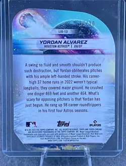 2023 Topps Cosmic Chrome Yordan Alvarez Launched Into Orbit Black Eclipse 2/10 - Image 2