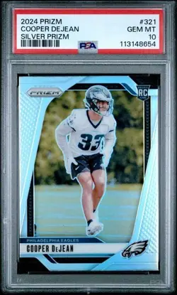 2024 Panini Prizm - Rookies Cooper DeJean Eagles #321 Silver Prizm (RC) - PSA 10 - Image 1