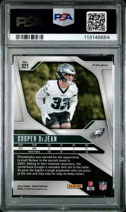 2024 Panini Prizm - Rookies Cooper DeJean Eagles #321 Silver Prizm (RC) - PSA 10 - Image 2
