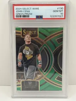 WWE John Cena 2024 Select Green Prizm #d /5 PSA 10 - Image 1