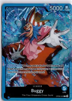 One Piece CCG Buggy OP09-042 Foil Leader English Trading Card TCG - Image 1