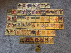 Pokemon Gold Foil Fan Art CHARIZARD PIKACHU Lot (61) Cards Gamefreak GX V VMAX - Image 1