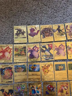 Pokemon Gold Foil Fan Art CHARIZARD PIKACHU Lot (61) Cards Gamefreak GX V VMAX - Image 4