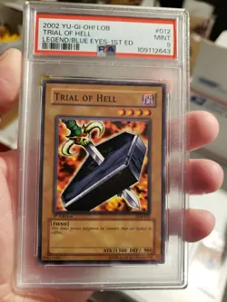 2002 Yu-Gi-Oh LOB Trial Of Hell #012 Legend of Blue Eyes 1st Ed PSA 9 Fresh Slab - Image 1