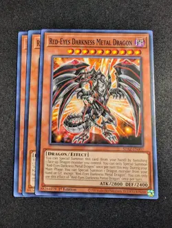 Yugioh - 3x Red-Eyes Darkness Metal Dragon SDAZ-EN007 1st Common NM - Image 1