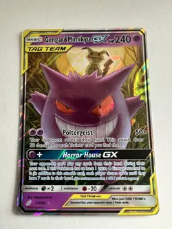 Pokemon TCG Gengar & Mimikyu GX Holo Ultra Rare Card 53/181 Tag Team - Image 1