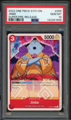 2022 One Piece Starter Deck Jinbe Super Pre-Release #005 PSA 10 - Image 1