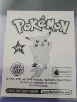 POKEMON SERIES 1, MERLIN TOPPS STICKER # 108, LICKITUNG, YEAR 1999 - Image 2