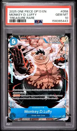 2025 ONE PIECE OP13-CARRYING ON HIS WILL TREASURE RARE MONKEY D. LUFFY PSA 10 - Image 1