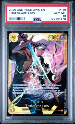 2025 ONE PIECE OP10-ROYAL BLOOD #119 TRAFALGAR LAW PSA 10 - Image 1